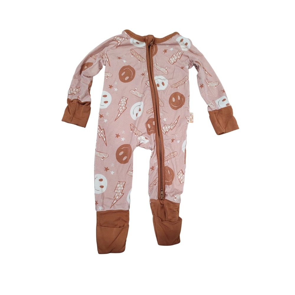 Remi & Friends Baby Bamboo Pajamas‎ Skateboard Smiley Face 0-3 Lightning Bolt #8